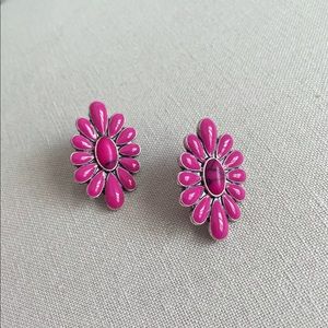 Western boho hot pink earrings